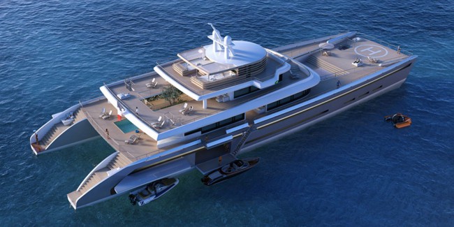 Yacht de luxe avec héliport